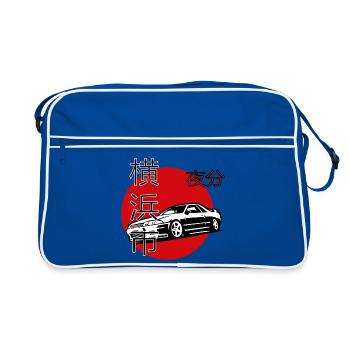Yokohama Nights, Japanisches Auto Design - Retro Tasche - Blau/Weiß - Vorne
