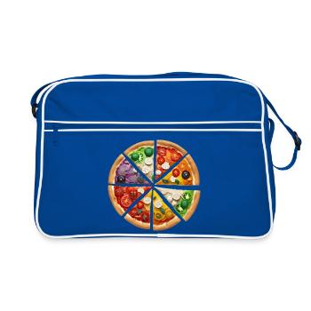 Regenbogenpizza Segmente - Retro Tasche - Blau/Weiß - Vorne