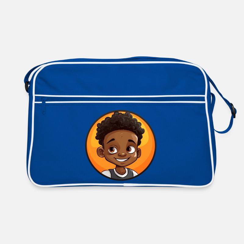 Afro Schwarz Kind Junge Mädchen Empowerment Mädche - Retro Tasche - Blau/Weiß