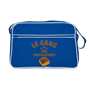 pain au chocolat, chocolatine, boulanger - Sac Retro - bleu/blanc - Devant