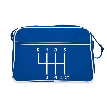 Alle Aus Dem Weg Schaltung - Retro Tasche - Blau/Weiß - Vorne
