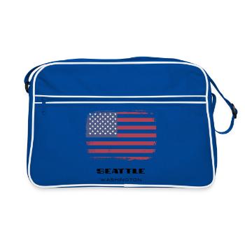 Seattle, Washington, États-Unis - Sac Retro - bleu/blanc - Devant