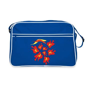 Klatschmohn geometrisch ornamental abstrakt - Retro Tasche - Blau/Weiß - Vorne