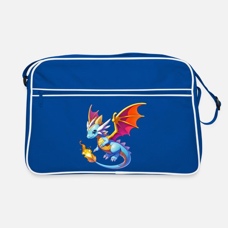Drache - Retro Tasche - Blau/Weiß