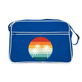 Palmier rétro coucher de soleil - Sac Retro - bleu/blanc - Devant