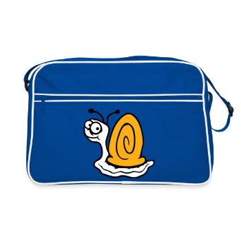 Snail anxious unsure looking back cute - Retro Bag - blue/white - Front