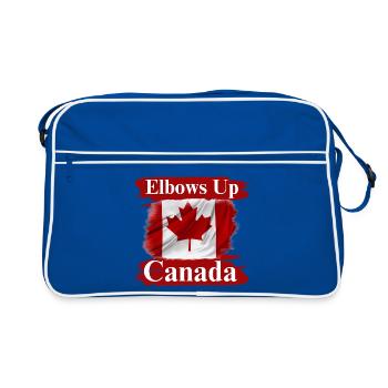 Elbows Up Canada Protest T-shirt  - Retro Bag - blue/white - Front