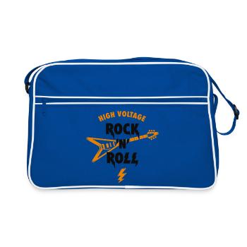 Slogan rock and roll haute tension avec guitare - Sac Retro - bleu/blanc - Devant