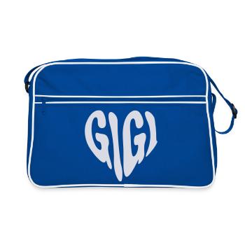 Gigi – Kleines Herz (Individuelle Farbe) - Retro Tasche - Blau/Weiß - Vorne