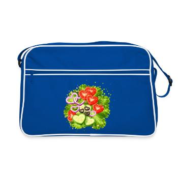 Illustration de salade avec légumes en forme de cœur - Sac Retro - bleu/blanc - Devant