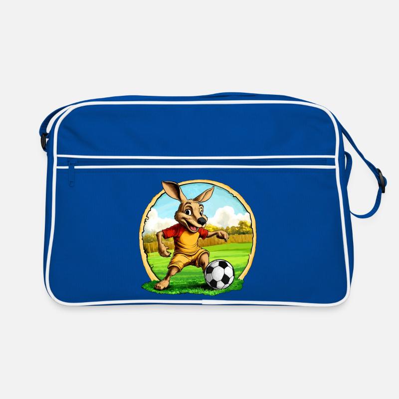 Fussballer Känguru - Retro Tasche - Blau/Weiß