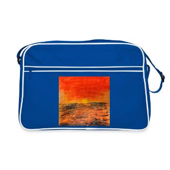 Coucher de soleil rouge feu - Sac Retro - bleu/blanc - Devant