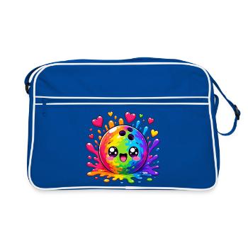 Colorful Color Splash Bowling Ball - Retro Bag - blue/white - Front