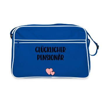 Glücklicher Pensionär Herz - Retro Tasche - Blau/Weiß - Vorne
