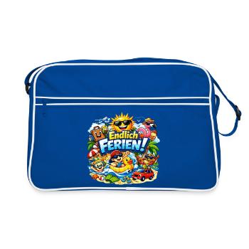 Endlich Ferien! - Retro Tasche - Blau/Weiß - Vorne