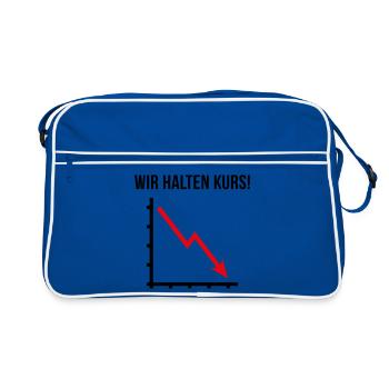 Wir Halten Kurs! (Fortschritt / Abwärts / POS 2C) - Retro Tasche - Blau/Weiß - Vorne