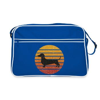 Dachshund Silhouette Vintage Sunset - Retro Bag - blue/white - Front
