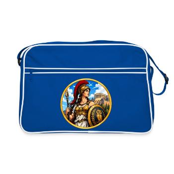 Griechische Kriegerin mit Speer - Retro Tasche - Blau/Weiß - Vorne
