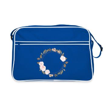 Flowers in round frame / Vintage and stylish - Retro Bag - blue/white - Front