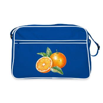 Watercolor orange fruits with leaves - Retro Bag - blue/white - Front