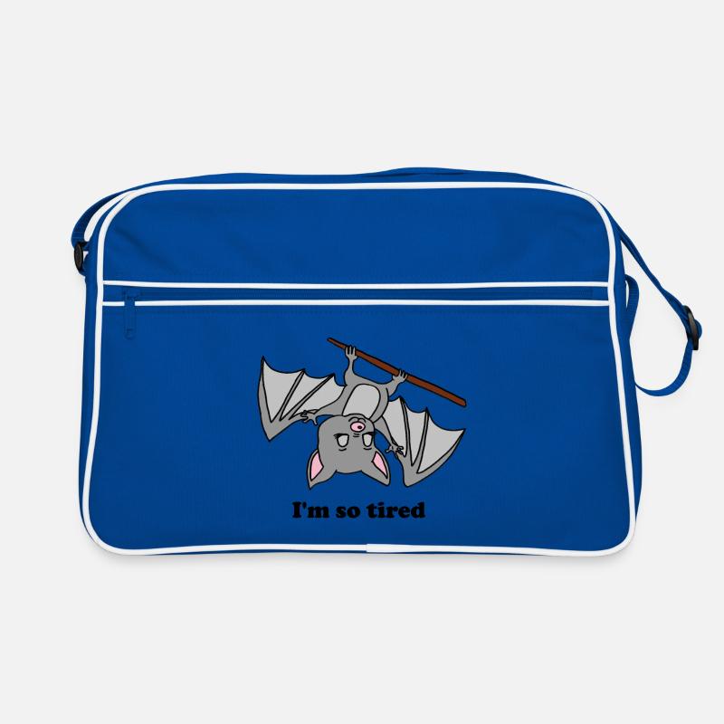 Chauve-souris, vampire, Halloween, demande, fatigué, traîner - Sac Retro - bleu/blanc