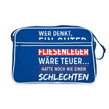 fliesenleger - Retro Tasche - Blau/Weiß - Vorne