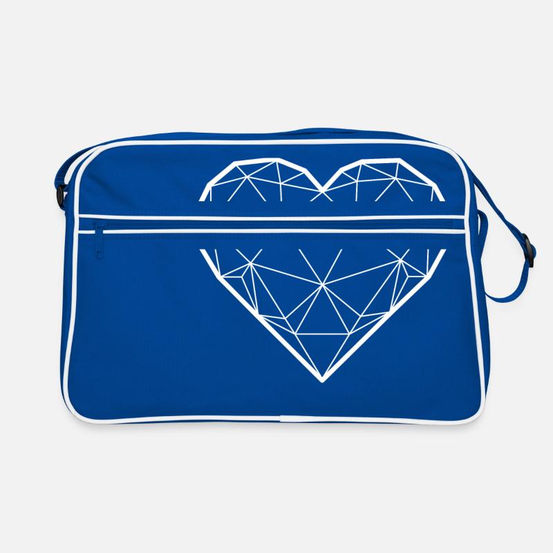 3D heart white - Retro Bag - blue/white