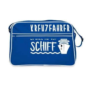 Kreuzfahrer Kreuzfahrt Schiff Urlaub Geschenk - Retro Tasche - Blau/Weiß - Vorne