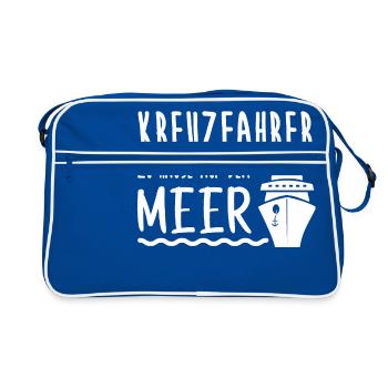 Kreuzfahrer Meer Kreuzfahrt Schiff Urlaub Geschenk - Retro Tasche - Blau/Weiß - Vorne