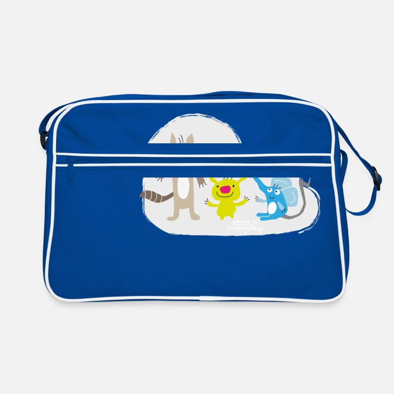 Froehliche Tierchen - Retro Tasche - Blau/Weiß