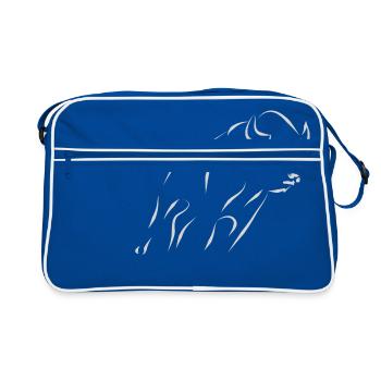 Bison - hellgrau - Retro Tasche - Blau/Weiß - Vorne