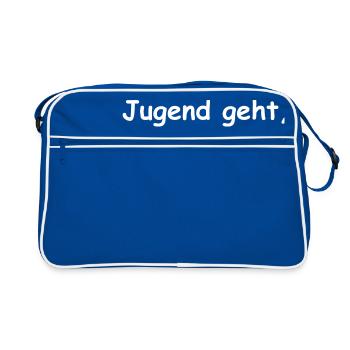 Jugend geht Durst bleibt, Bier, Männer, Party, suf - Retro Tasche - Blau/Weiß - Vorne
