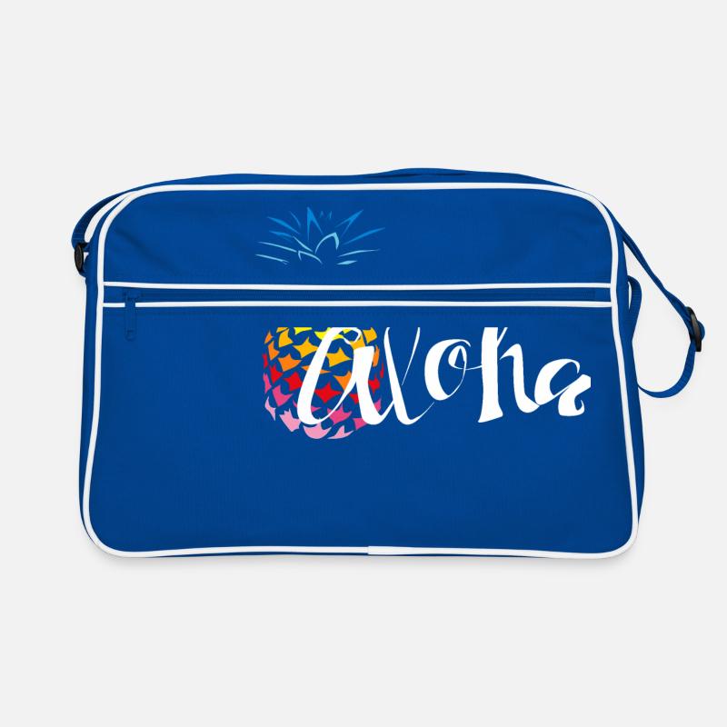 Ananas Regenbogen Aloha - Retro Tasche - Blau/Weiß