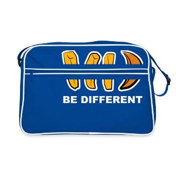 Différent, différent, geek, frites, cadeau, - Sac Retro - bleu/blanc - Devant