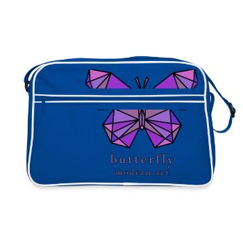 Butterfly purple logo, modern abstract art - Retro Bag - blue/white - Front