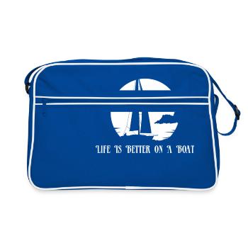 Voile Vie Belle bateau cadeau de vent jolle - Sac Retro - bleu/blanc - Devant