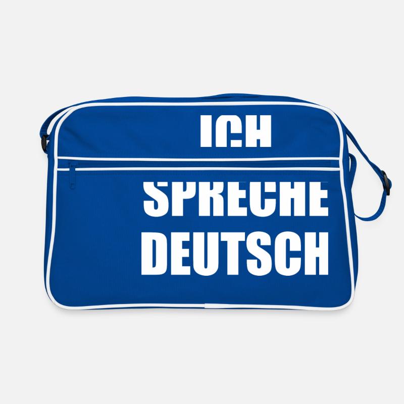 Ich spreche deutsch, Ausländer, Spruch, deutsch - Retro Tasche - Blau/Weiß