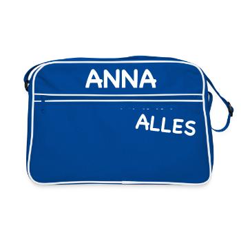 ANNA KANN ALLES I Anna I anna I Geschenk für Anna - Retro Tasche - Blau/Weiß - Vorne