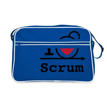J'aime Scrum | J'aime Scrum - Sac Retro - bleu/blanc - Devant