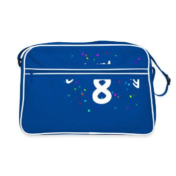 GEBURTSTAG 8 I 8. Birthday I Achter mit Konfetti - Retro Tasche - Blau/Weiß - Vorne