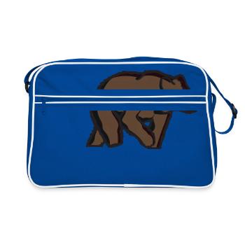 Braunbär Teddybär tierisch Grizzly Bär Geschenkide - Retro Tasche - Blau/Weiß - Vorne