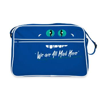 Wir sind alle Mad Here - Retro Tasche - Blau/Weiß - Vorne
