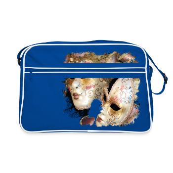 Venedigs Karnevalsmasken, schön und Geheimnisvoll - Retro Tasche - Blau/Weiß - Vorne