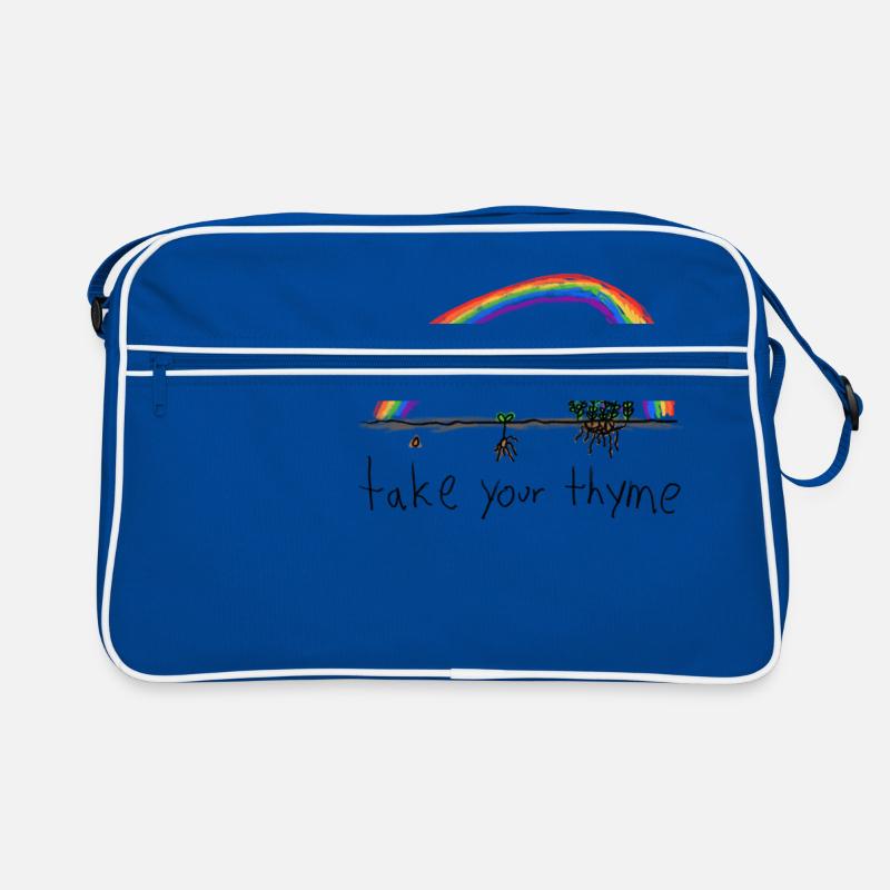 dessin de l'enfant vous laisse le temps thym arc-en-ciel Sac Retro