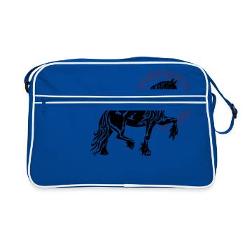 Friese Pferd Stolz Lustig Kreis Elfisch Geschenk - Retro Tasche - Blau/Weiß - Vorne