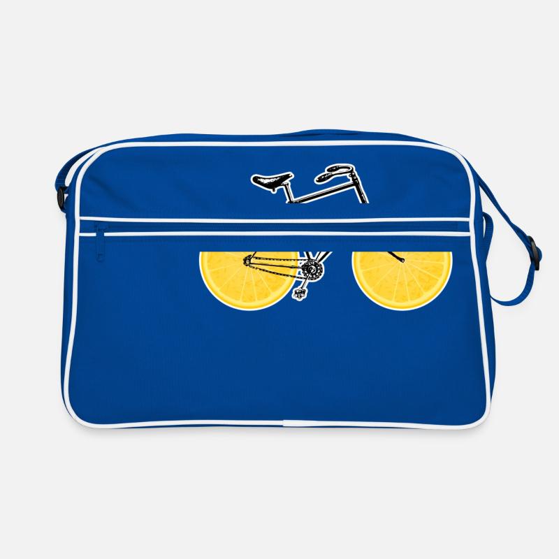 Fahrrad Zitrone - Retro Tasche - Blau/Weiß