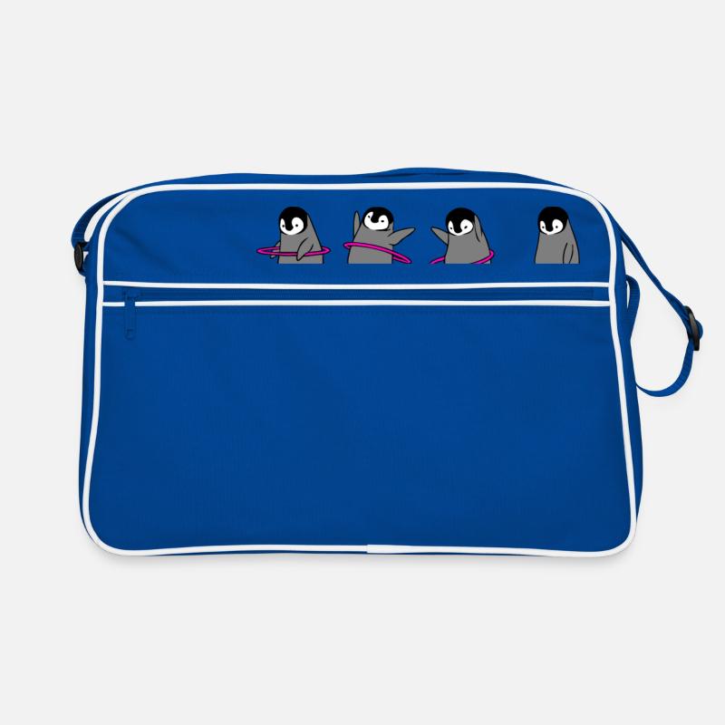 Pinguin Hula Hoop - Retro Tasche - Blau/Weiß