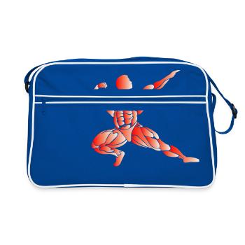 Bodybuilding - Retro Tasche - Blau/Weiß - Vorne