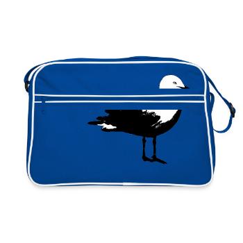 Mouette plage vacances voyage mer soleil - Sac Retro - bleu/blanc - Devant