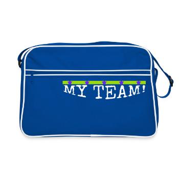 famille - ma famille mon équipe - Sac Retro - bleu/blanc - Devant